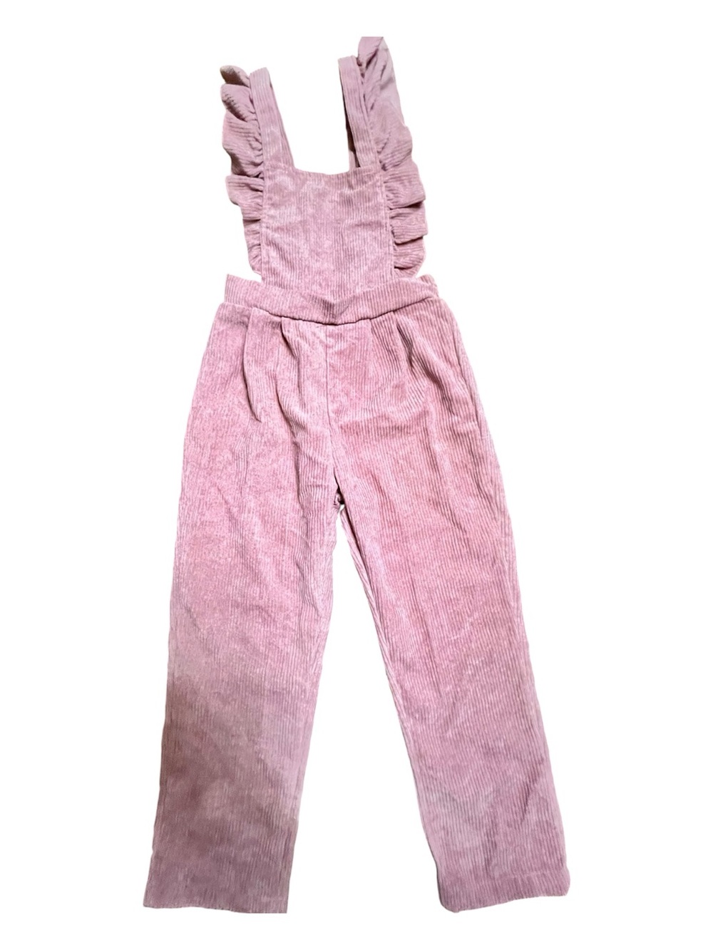 SHEIN Rose Pink Corduroy Ruffle-Strap Jumpsuit for GIRL 6Y